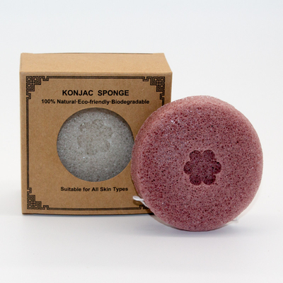 Natural Konjac French Red Clay Skin Care for Cleaning Face and Body Konjac Sponge