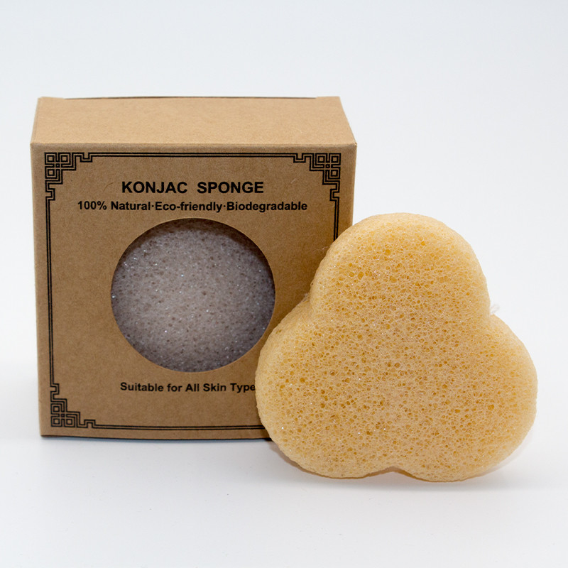 BSCI OEM Private Label 7.7*3cm Facial Konjac Sponge Tri Petal Flower Shape